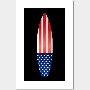 Surf Board American US Flag Patriotic Surfers Posters and Art